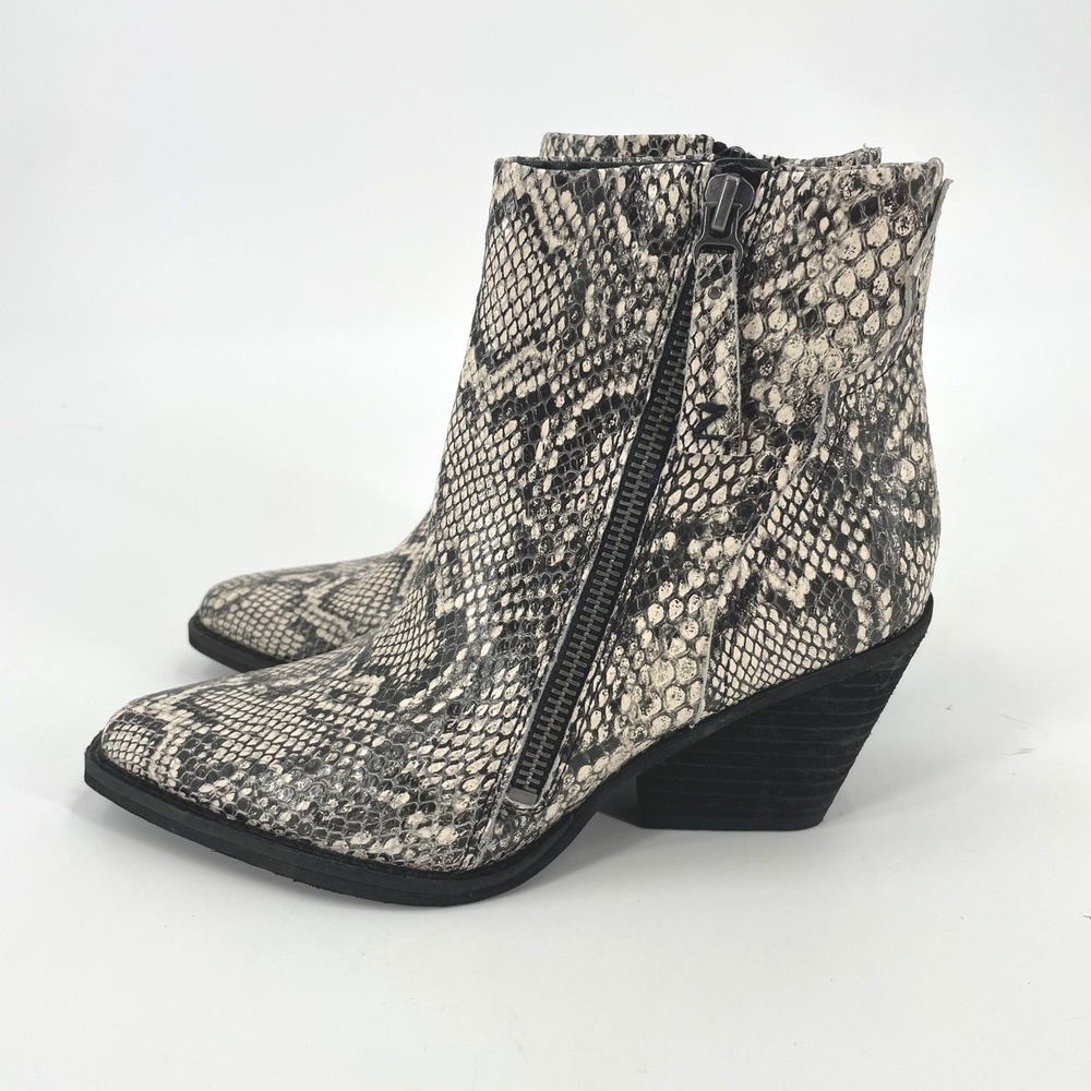 Zodiac Ramona Booties Womens 5 Grey Snakeskin Leather Western Boho Ankle Boots